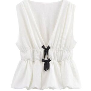 NWT Commense Babydoll Sleeveless Bow Top